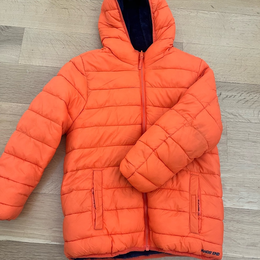 Lands' End Bright Orange Kids Puffer Coat